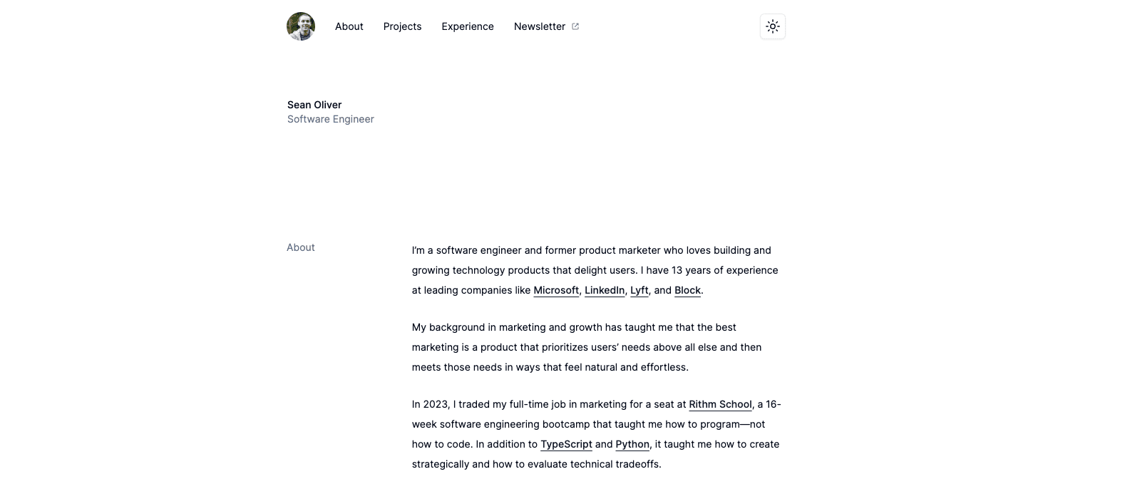 SeanOliver.dev project screenshot